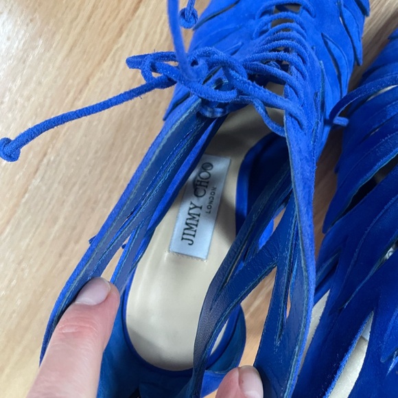 Beautiful Royal blue Suede Heeled lace up Sandals  by Jimmy choo - Picture 4 of 7